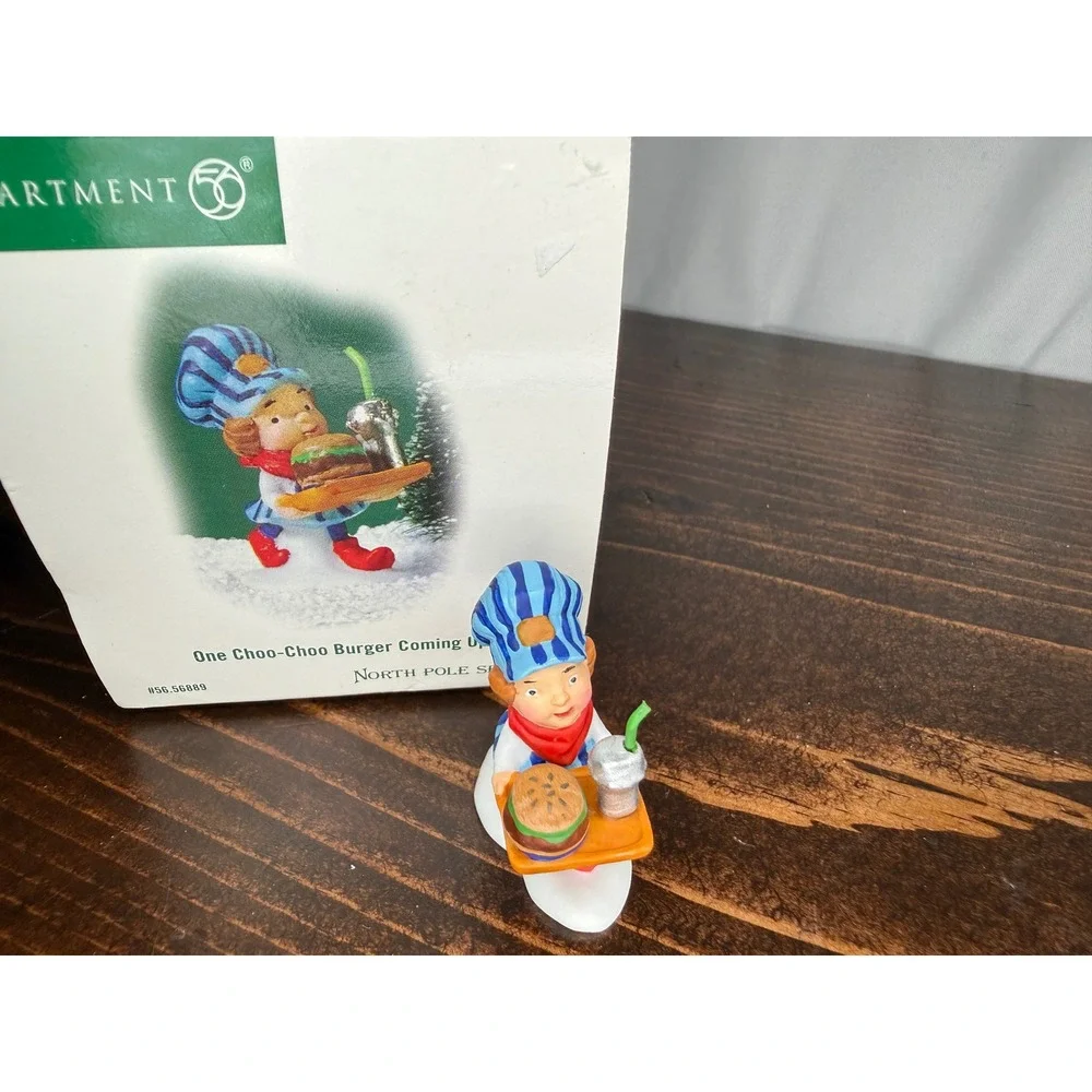 Dept 56‎ North Pole One Choo-Choo Burger Coming Up! Elf Figurine 56.56889